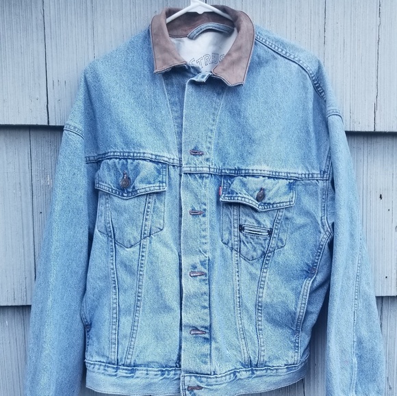 levis denim jacket leather sleeves